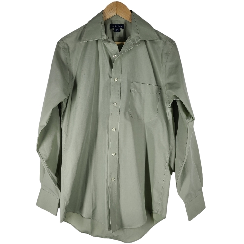 Lands End Men's Sage Green Traditional Fit Size 14 1/2‎ 32-32 Shirt